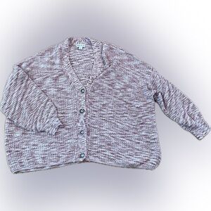 Pink Marled Knit Cardigan Sweater